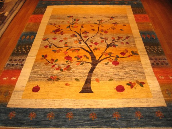193x147cmギャッベ(ZKR）絨毯・ペルシャ・ザクロ・幸運・魔除け・家族 